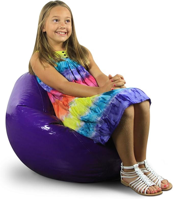 Wet Look Vinyl Bean Bags, Jr Child, Grape