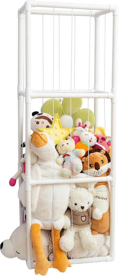 X-Large Stuffed Animal Zoo Storage Holder Stuffed Animal Storage Display Ideas PVC Plush with Bottom Net Toy Organizer Shelf Zoo Storage Cage for Doll Room Gift Play Room Nursery