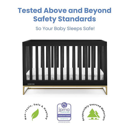 Delta Children Jade 4-in-1 Convertible Crib - Greenguard Gold Certified, Ebony/Bronze