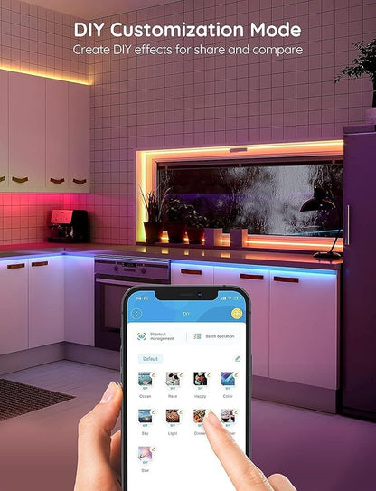Govee Smart LED Strip Lights for Bedroom, 32.8ft WiFi LED Light Strip Work with Alexa Google Assistant, 16 Million Colors with App Control and Music Sync Lights for Home Decor, 2 Rolls of 16.4ft