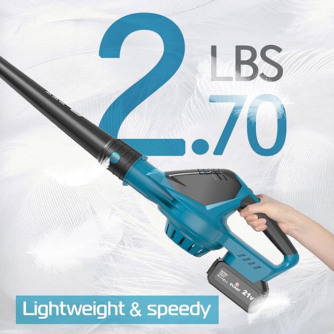 Leaf Blower Cordless with Battery and Charger, 21V Brushless 8000mAh 5 Speeds Adjustable Cordless Battery Powered Blower for Lawn Care, Electric Leaf Blower Cordless with 2 Batteries Cordless Blower