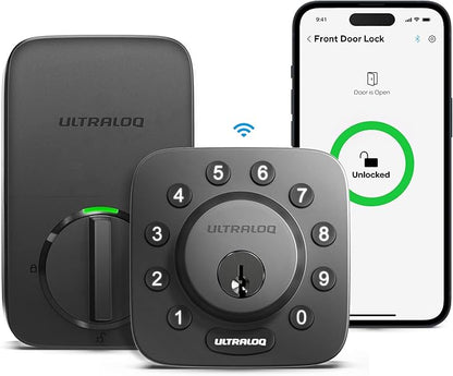ULTRALOQ U-Bolt WiFi Smart Lock with Door Sensor, 5-in-1 Keyless Entry Door Lock with Built-in WiFi, Bluetooth and Keypad, WiFi Door Lock, WiFi Deadbolt