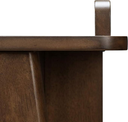 Finch Darren Home Office Drawer Mid Century Accent Desk, 43 Inch Wide Simple Modern Study Table, Walnut Brown