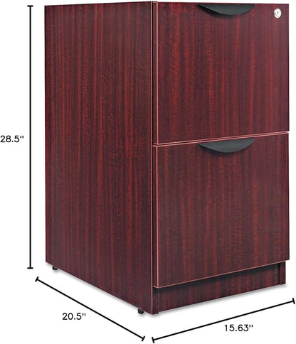 Alera Alera Valencia Series Full Pedestal File, Left Or Right, 2 Legal/Letter-Size File Drawers, Mahogany, 15.63" X 20.5" X 28.5"