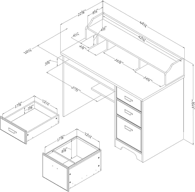 South Shore Versa Computer Desk with Hutch, Gray Maple