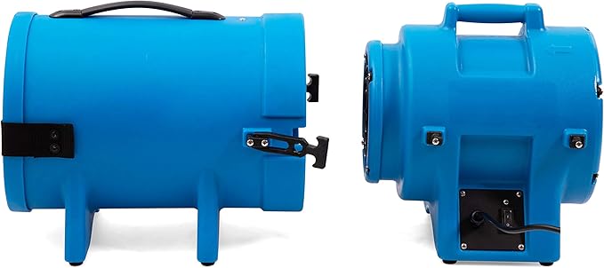 MOUNTO 8inch 1/3hp High Pressure Axial Blower Fan for Ventilation w/ 25ft hoses and canister