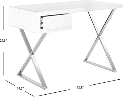 Safavieh Home Collection Hanover Desk, White/Chrome