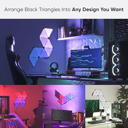Nanoleaf Shapes WiFi and Thread Smart RGBW 16M+ Color LED Dimmable Gaming and Home Decor Wall Lights Smarter Kits (Black Triangles Smarter Kit (9 Pack)