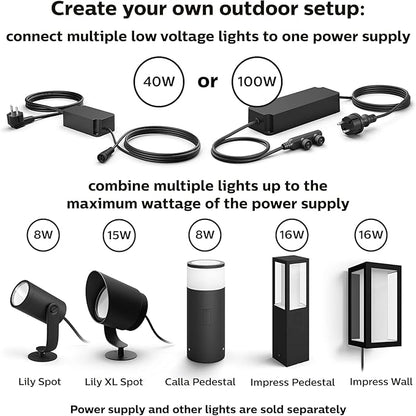 Philips Hue Lily Outdoor Smart Spot Light Base Kit - White and Color Ambiance LED Walkway Lights - Low Voltage Landscape Lighting - Requires Bridge - Control with App and Voice - Weatherproof - 3 Pack