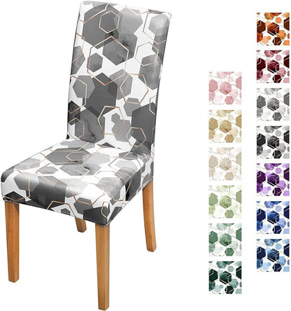 Gibelle Dining Room Chair Covers Set of 4, Soft Stretch Kitchen Chair Covers Slipcover Protector, Removable Washable Geometric Parson Chair Covers 4 Pack, Grey