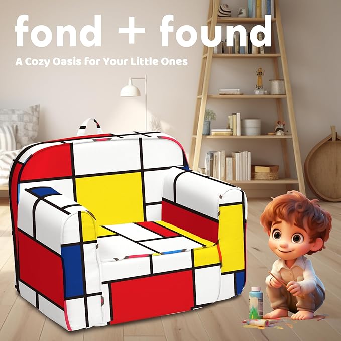 Cuddly Toddler Chair, Kids Snuggly-Soft armchair,Kids Sofa Chair with Washable and Removable Cover,Toddler Foam Chair with Friendly Carrying Handle, Reading Couch for Boys and Girls