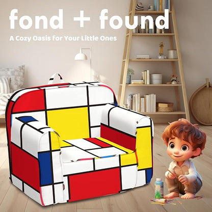 Cuddly Toddler Chair, Kids Snuggly-Soft armchair,Kids Sofa Chair with Washable and Removable Cover,Toddler Foam Chair with Friendly Carrying Handle, Reading Couch for Boys and Girls