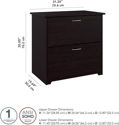 Bush Business Furniture Cabot 2 Drawer Lateral File Cabinet | Letter, Legal, and A4-size Document Storage for Home Office, 32W, Espresso Oak
