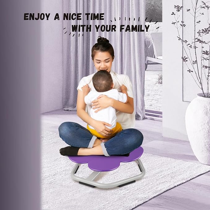 Kids Swivel Chair, Seat and Spinning Chair, Body Coordination Training Chair, Purple Petal Non Slip Sensory Toys 360° Spinning Chair for Autistic Kids Aged 3+, Improving Toddler's Physical Fitness