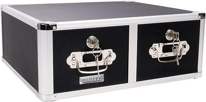 Vaultz® Locking Index Card Cabinet for 4" x 6" Cards, 2-Drawer, 6 3/4" H x 14" W x 16" D, Black