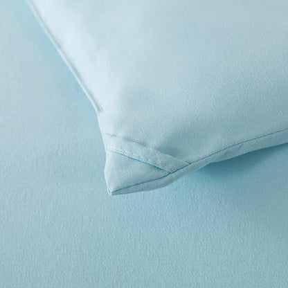 Full Size Baby Blue Comforter Set, Lightweight Down Alternative Soft Boho Bedding Comforter Set, Breathable Fluffy Microfiber Skin-Friendly Comforter for All Seasons