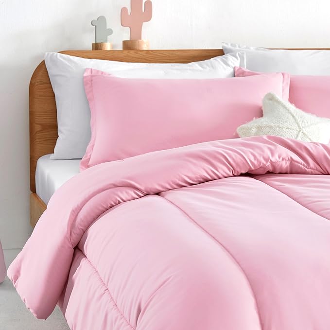 SLEEP ZONE Kids Pink Bedding Twin Comforter Set - Super Soft & Cute Printed 2-Piece Comforter Set All Seasons for Girls, Fade Resistant, Machine Washable, Ballet Pink