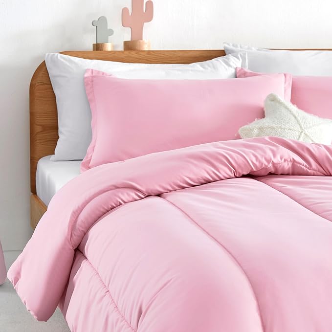 SLEEP ZONE Kids Pink Bedding Comforter Set Full/Queen Size - Super Soft & Cute Printed 3-Piece Comforter Set All Seasons for Girls, Fade Resistant, Machine Washable, Ballet Pink