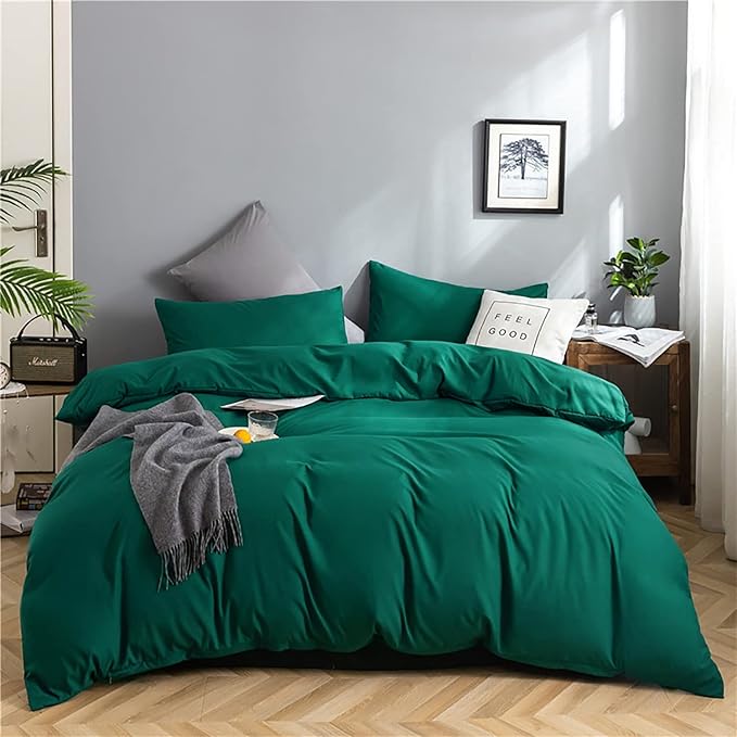Solid Green Comforter Set Full Pure Emerald Green Soft Lightweight Green Beddig Quilt Set for Men Women Teens Adult Durable Green Full Blanket(Full(80''x90''), Green Comforter)