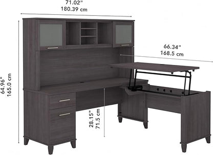 Bush SET015SG Somerset 35-Inch -41-Inch Adjustable Desk with Hutch, Storm Gray