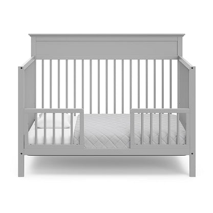 Storkcraft Carmel 5-in-1 Convertible Crib (Pebble Gray) - GREENGUARD Gold Certified, Converts to Toddler Bed & Full-Size Bed, Fits Standard Full-Size Crib Mattress, 4 Adjustable Mattress Heights