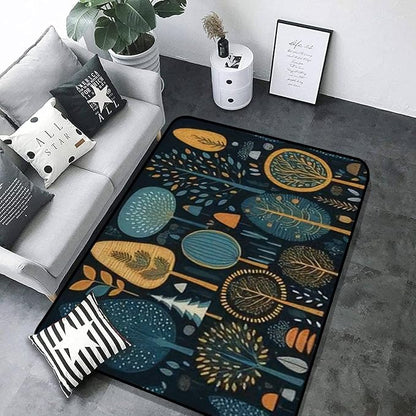 Soft Kids Play Area Rugs 3D Home Set Cartoon Doodle Trees Beautiful Hand Drawn Childish Primitive Style Plush Rugs Non Slip Shaggy Carpets for Kids' Bedroom Classroom Playroom Nursery Décor