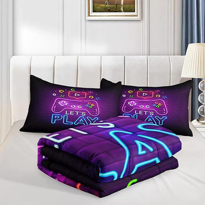 6 PCS Gamer Queen Comforter Sets,Queen Bedding Sets for Boys,Gaming Comforter Set,Queen Size Bedding Sets for Boys,Bed in A Bag with Sheets(Queen,Pink Color)