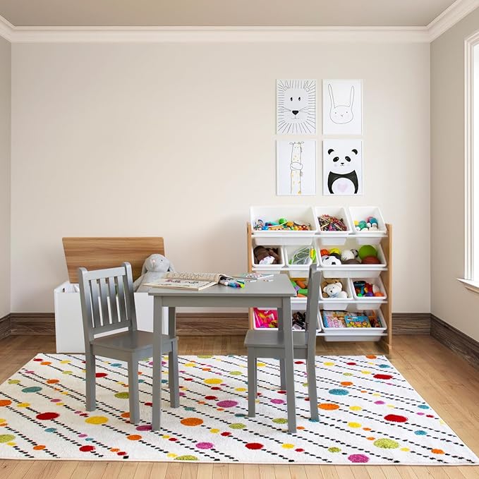 Humble Crew, Natural Wood/White Kids Toy Organizer with 12 Storage Bins