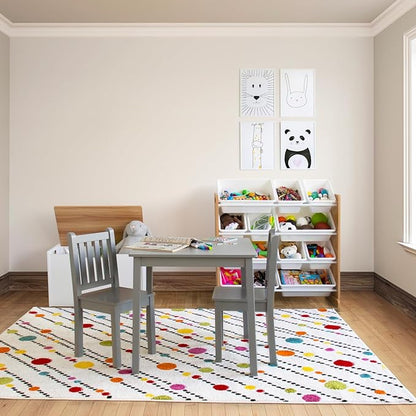 Humble Crew, Natural Wood/White Kids Toy Organizer with 12 Storage Bins