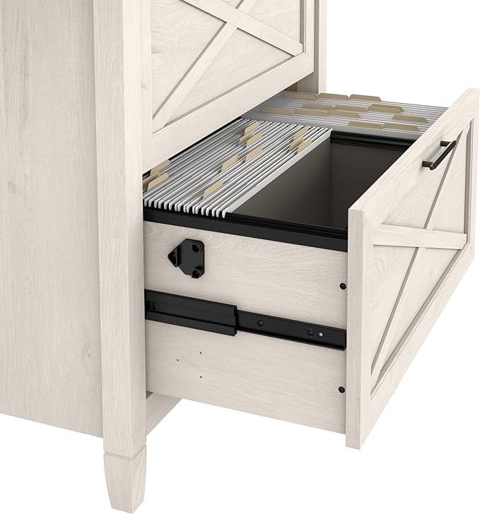 Bush Furniture Key West 2 Drawer Lateral File Cabinet in Linen White Oak | Document Storage for Home Office | Accent Chest with Drawers