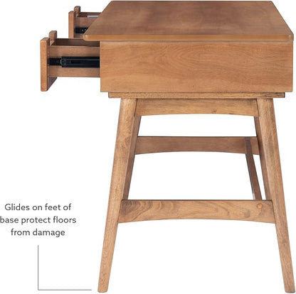Linon Natural Dutton Wood and Rattan Desk