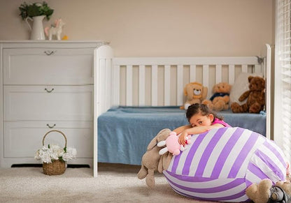 Wekapo Stuffed Animal Storage Bean Bag Chair Cover for Kids | Stuffable Zipper Beanbag for Organizing Children Plush Toys Large Premium Cotton Canvas