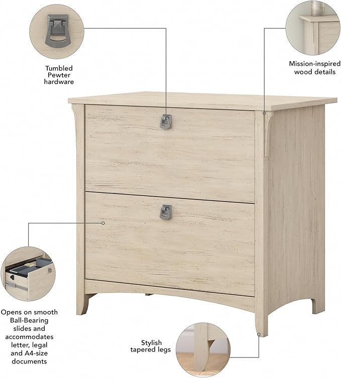 Bush Furniture Salinas Lateral File Cabinet, Farmhouse 2 Drawer File Cabinet for Home Office