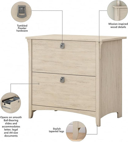 Bush Furniture Salinas Lateral File Cabinet, Farmhouse 2 Drawer File Cabinet for Home Office