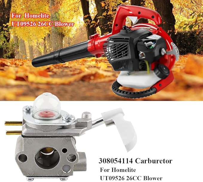 308054114 Carburetor for Homelite 26B Leaf Blower UT09526 308054075 with Carburetor Adjusting Tool Air Filter Primer Bulb