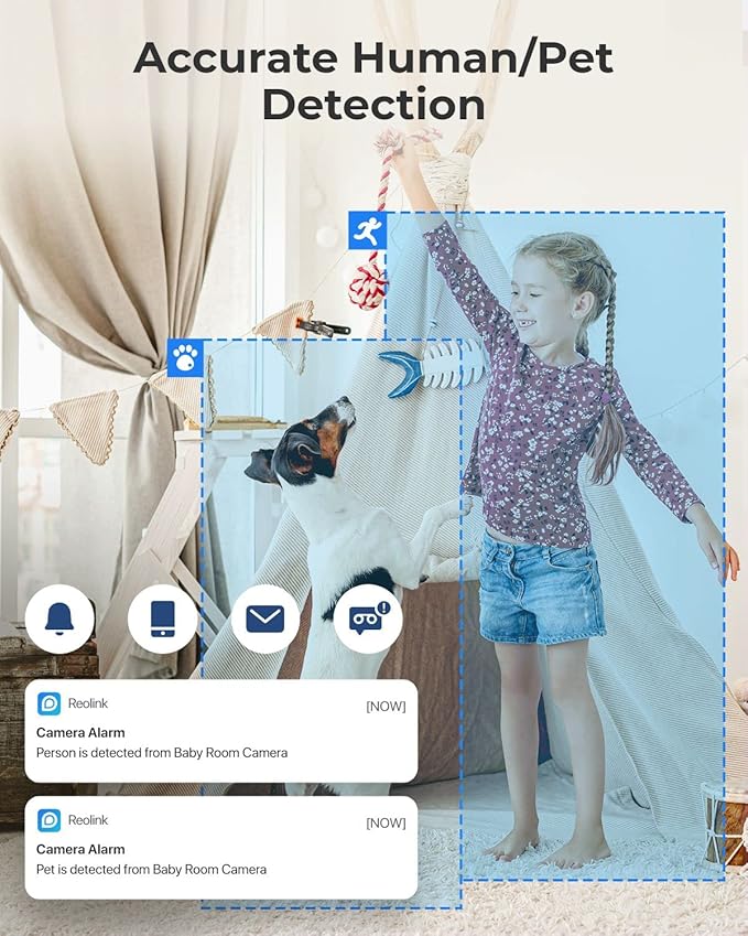 REOLINK Home Security Camera System, 3MP HD Plug-in Indoor WiFi Pan Tilt Pet Camera, Baby Monitor, Night Vision, 2 Way Talk, Smart Human/Pet Detection, Local microSD Card Storage, E1(2 Pack)