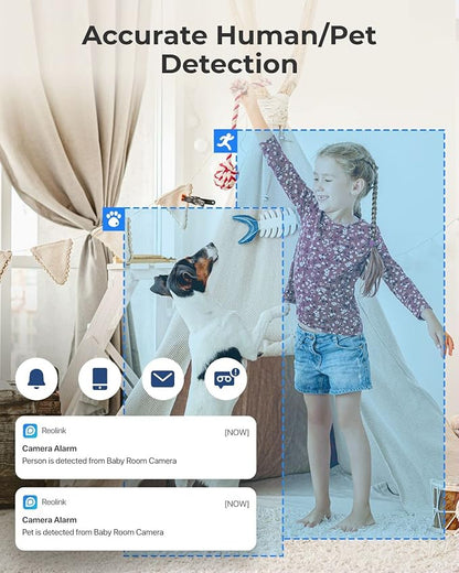 REOLINK 2K Indoor Security Camera E1, Plug-in 2.4G Wireless WiFi for Baby/Pet Monitor with Phone app, 360 Degree Dog Camera with Person/Pet Detection, Night Vision, 2-Way Talk, Local Storage