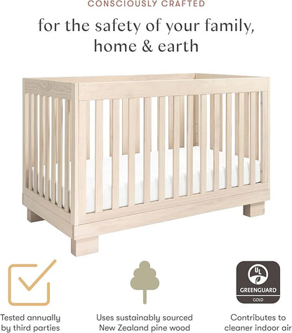 babyletto Modo 3-in-1 Convertible Crib with Toddler Bed Conversion Kit in Washed Natural, Greenguard Gold Certified