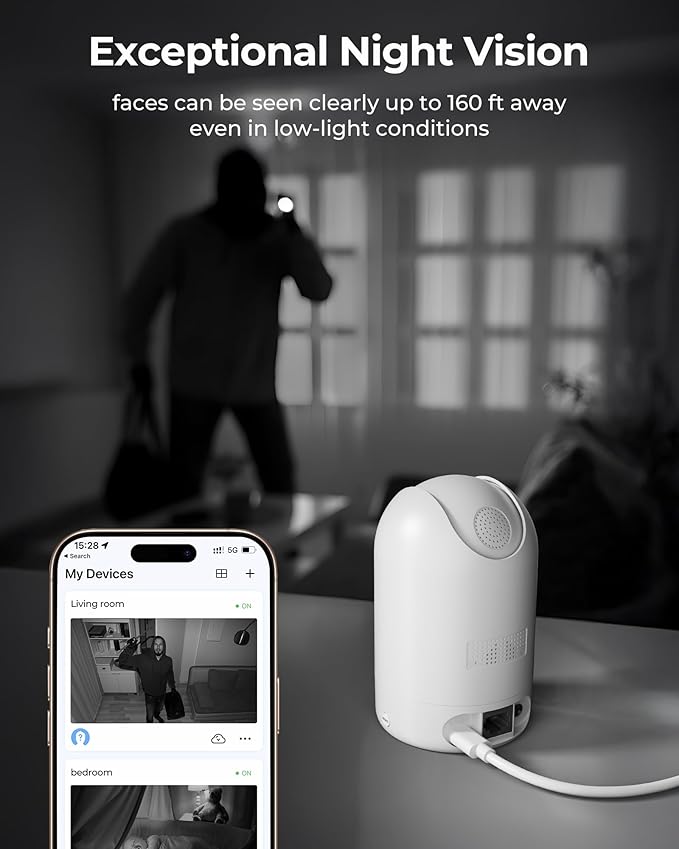 FOSCAM Home Security Camera R4S 4MP(2K) WiFi Camera, 2.4/5GHz Wireless IP Indoor Camera with AI Human Detection & Sound Detection, 33ft Night Vision, 2-Way Audio,Compatible with Alexa, White
