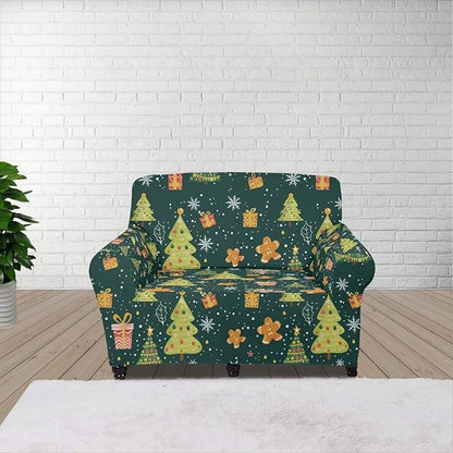 FKELYI Christmas Tree Sofa Couch Cover Comfortable Furniture Protector with Elastic Bottom Stretch Sofa Slipcover for Living Room S