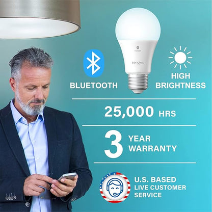 Sengled Alexa Light Bulbs, 75W Equivalent, S1 Auto Pairing with Alexa Devices, Smart Light Bulb that Work with Alexa, Bluetooth Mesh Smart Home Lighting, ‎Daylight 5000K, No Hub Required, 4-Pack