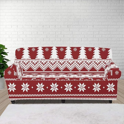 FKELYI Boho Christmas Easy Going Stretch Sofa Slipcover Washable Sofa Couch Cover Comfortable Furniture Protector with Elastic Bottom XL