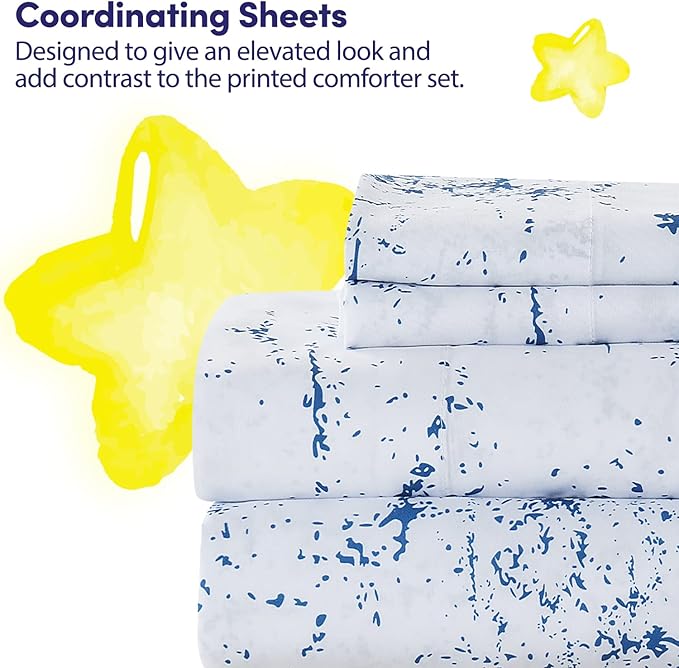 Kids Bedding Set Bed in a Bag for Boys and Girls Toddlers Printed Sheet Set and Comforter , Full, Dinosaur