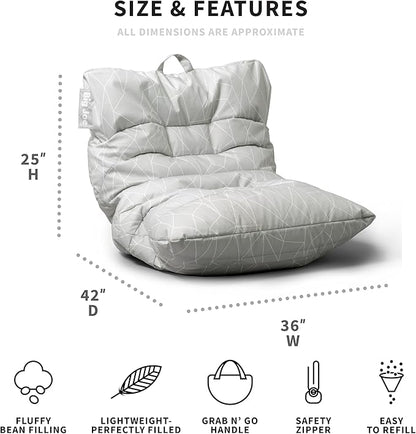 Big Joe Roma Bean Bag Chair, Moonstone Tessellation Lenox, Durable Woven Polyester, 3 feet