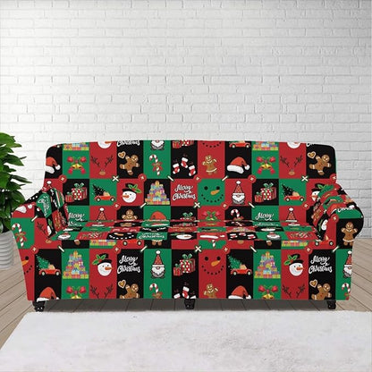 FKELYI Cute Christmas Furniture Protector Easy Going Stretch Sofa Slipcover Non-Slip Sofa Couch Cover Washable Sofa Slipcovers XL