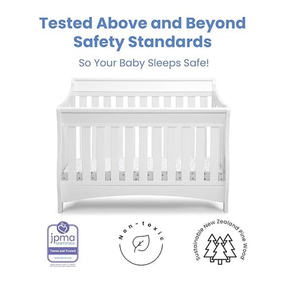 Delta Children Bentley S Series 4-in-1 Crib, White + Serta Perfect Slumber Dual Sided Recycled Fiber Core Crib and Toddler Mattress (Bundle)