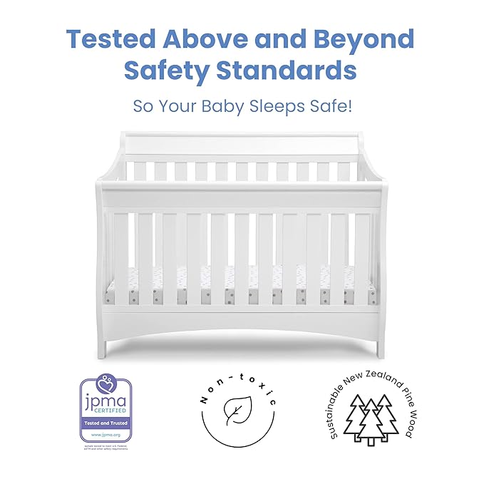 Delta Children Bentley S Series 4-in-1 Convertible Baby Crib, White