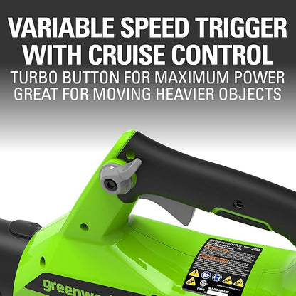 Greenworks 40V (110 MPH / 390 CFM) Cordless Axial Blower, 2.5Ah Battery and Charger Included