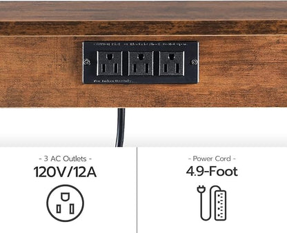 HOOBRO 2-Drawer File Cabinet, Filing Cabinet with Charging Station, Vertical Office Cabinet with Open Storage Shelf, Printer Stand, A4/Letter Size, Nonwovens Drawer, Rustic Brown and Black BFK23UWJ01