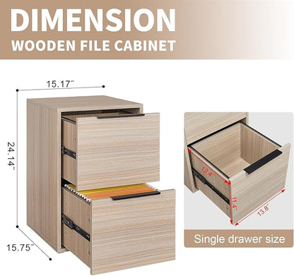 2 Drawer Wood File Cabinet,Vertical Wooden Storage Filing Cabinet for A4 or Letter Size,Under Desk Storage Cabinet for Home Office,Beige